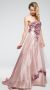 Strapless Floral Pattern Satin & Mesh Prom Ball Gown in alternative picture